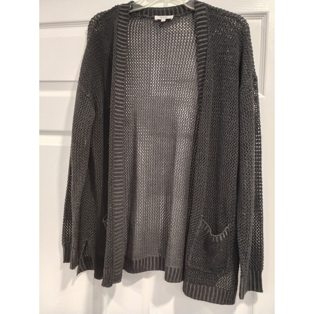 Mudd Womens Charcoal Gray Knit Open Front Cardigan Sweater L - Picture 3 of 8
